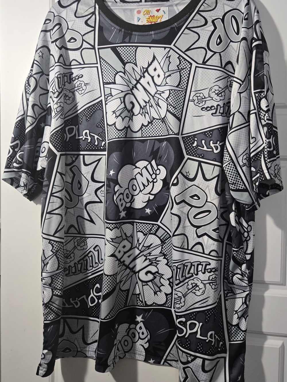 OH SNAP Men's Short-Sleeve Comic-Print Tee - Black & White 3XL